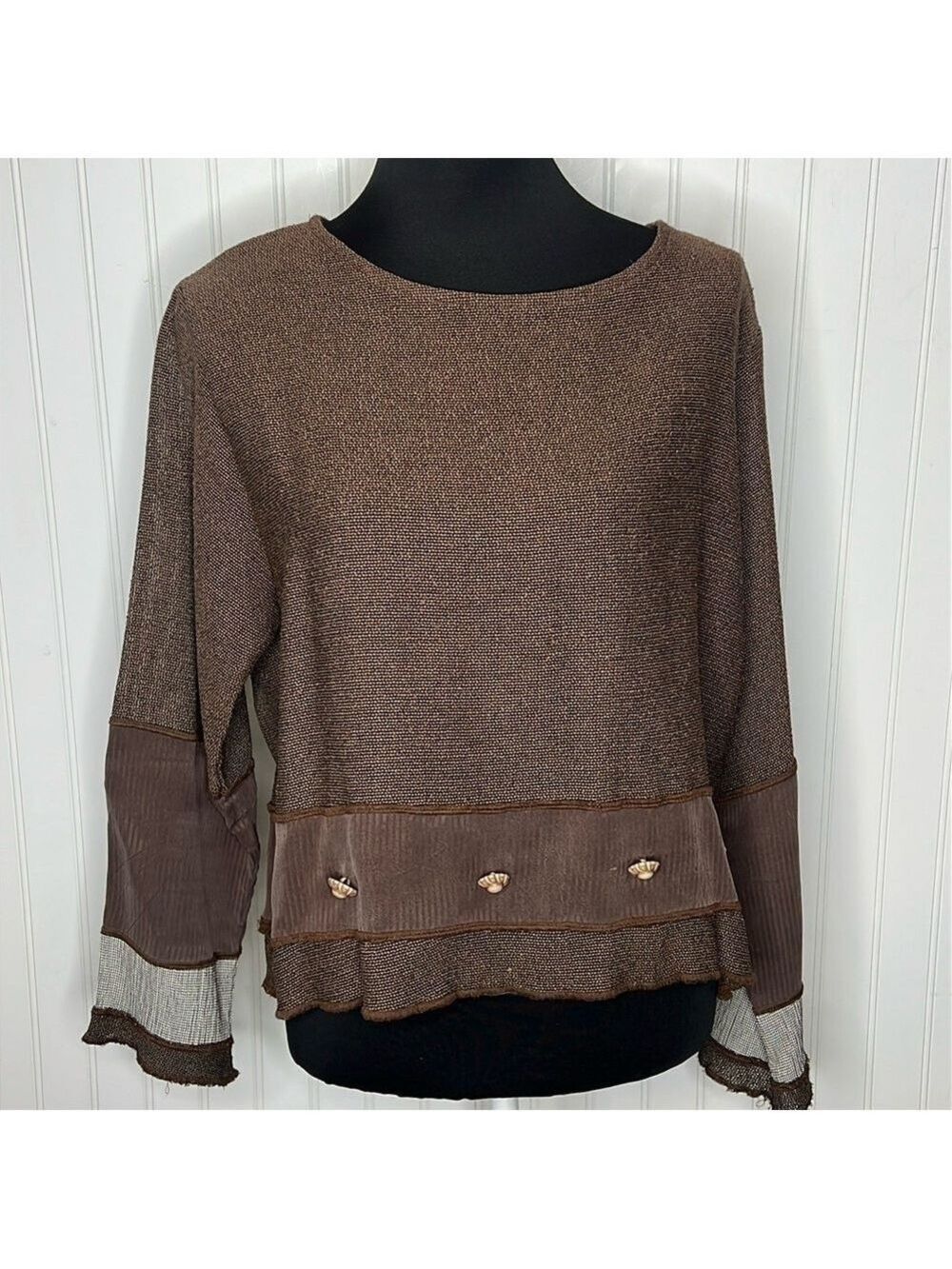 Oversized Boat Neck Sheer Sweater Size Large